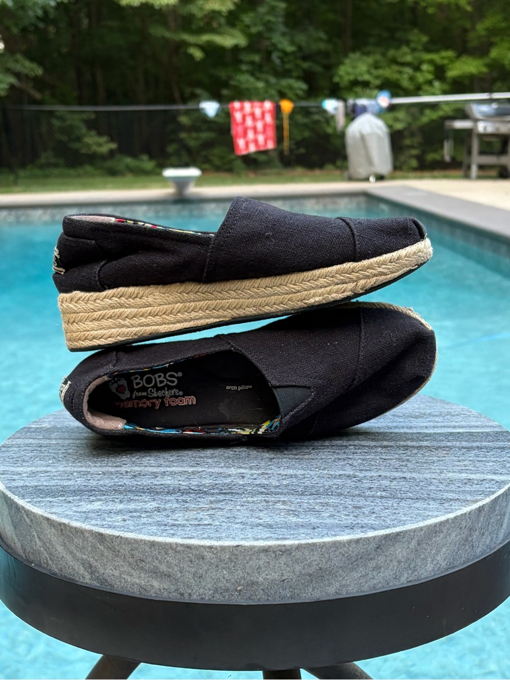 BOBS by Skechers Black Espadrille-Style Slip-On Flats